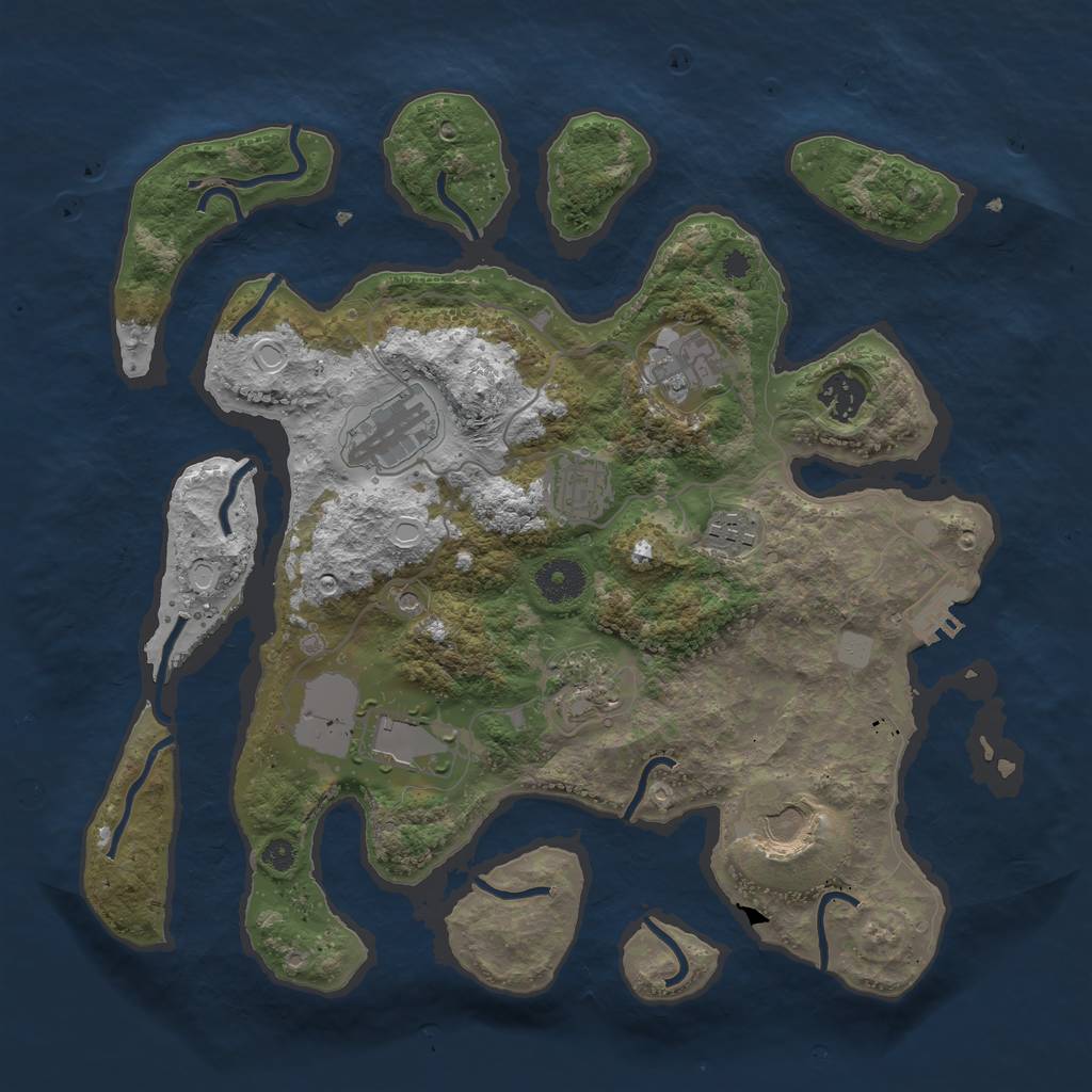 Rust Map: Procedural Map, Size: 3550, Seed: 156495, 15 Monuments