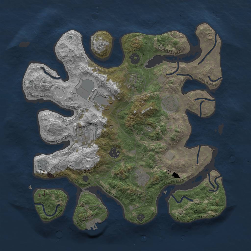 Rust Map: Procedural Map, Size: 3500, Seed: 395673333, 14 Monuments