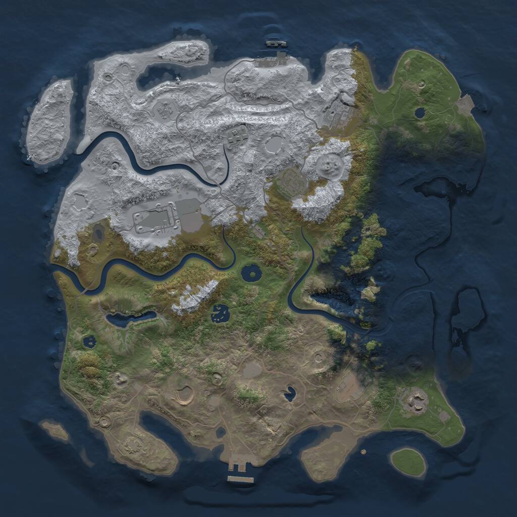 Rust Map: Procedural Map, Size: 4000, Seed: 2139693647, 14 Monuments