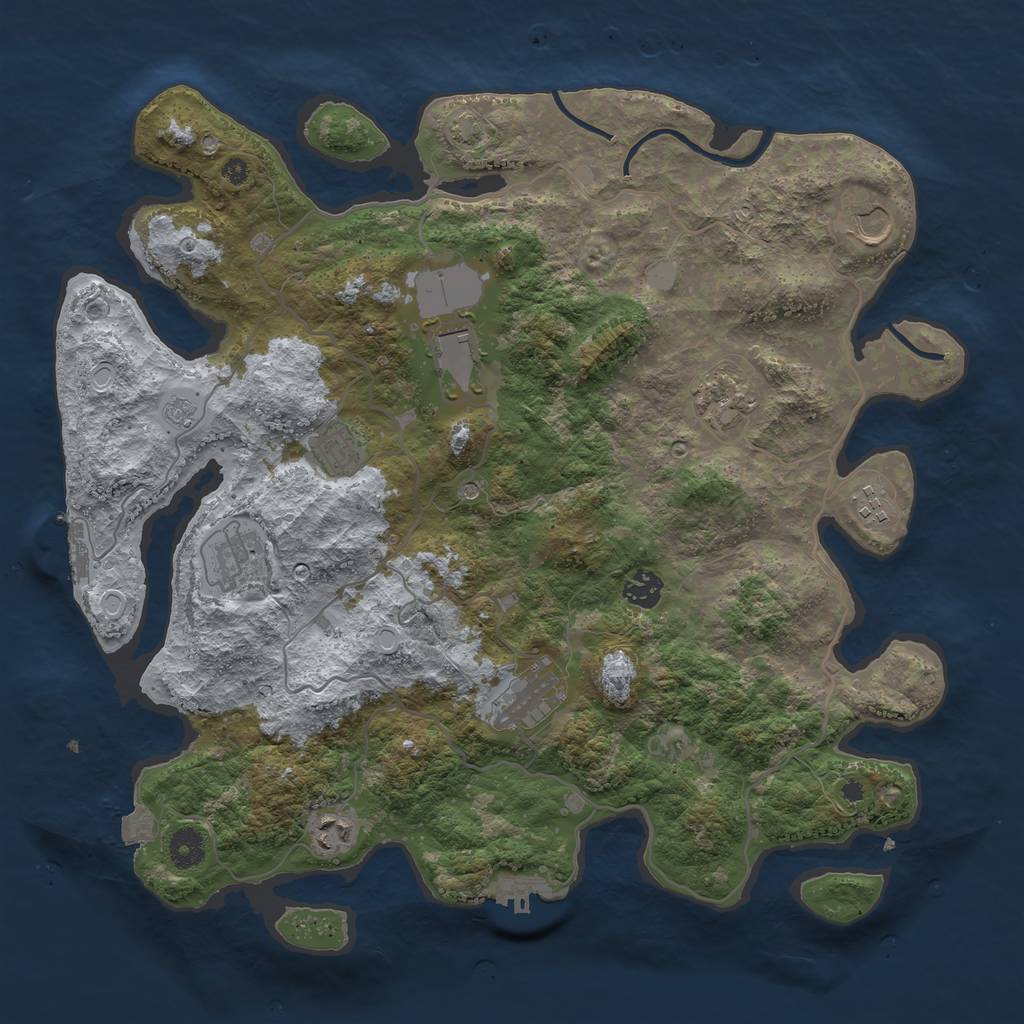Rust Map: Procedural Map, Size: 4000, Seed: 509435466, 17 Monuments