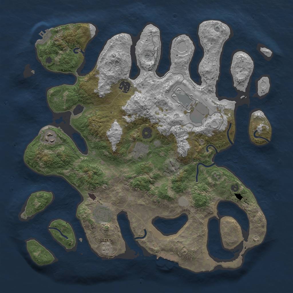 Rust Map: Procedural Map, Size: 3866, Seed: 468989078, 14 Monuments
