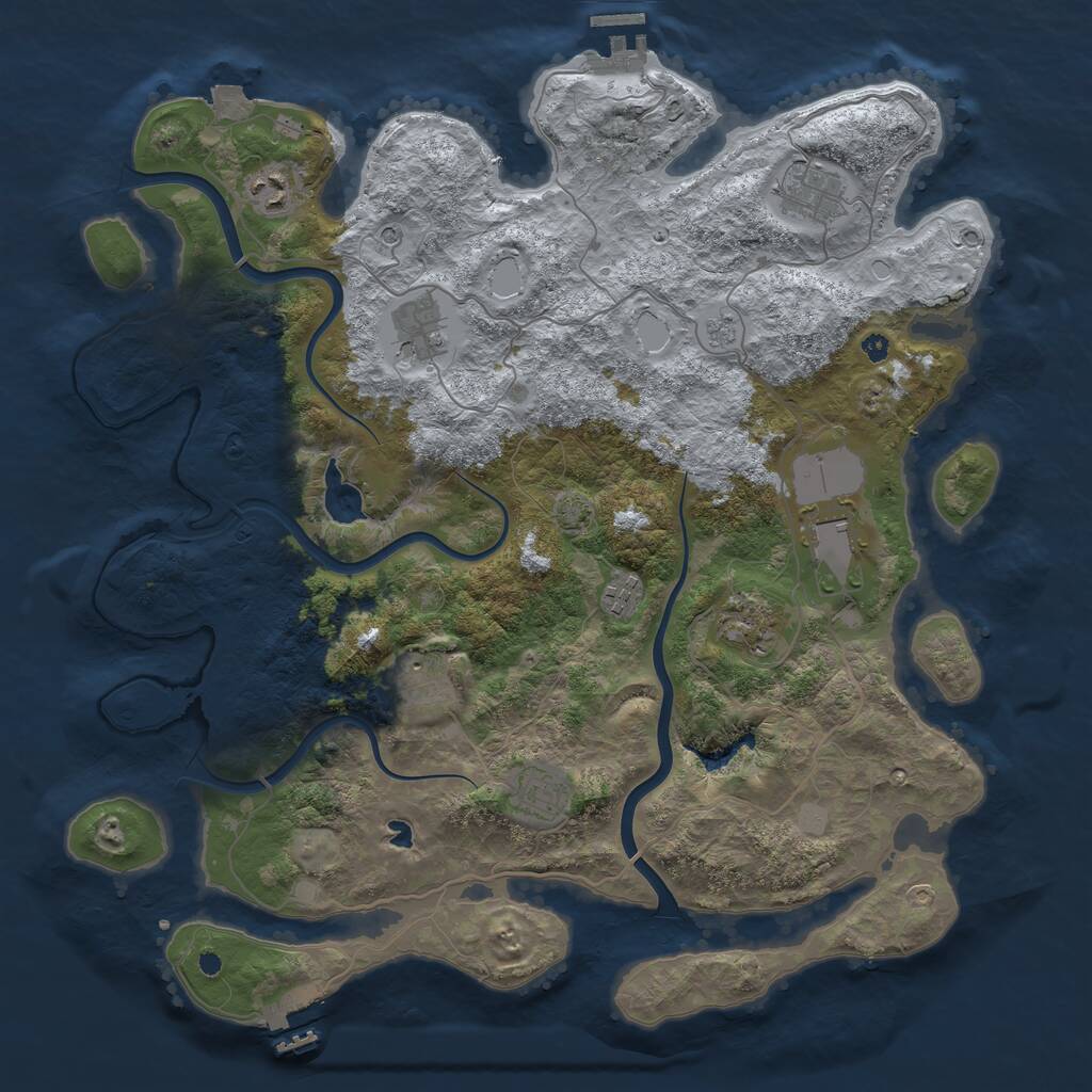 Rust Map: Procedural Map, Size: 4000, Seed: 43774, 14 Monuments