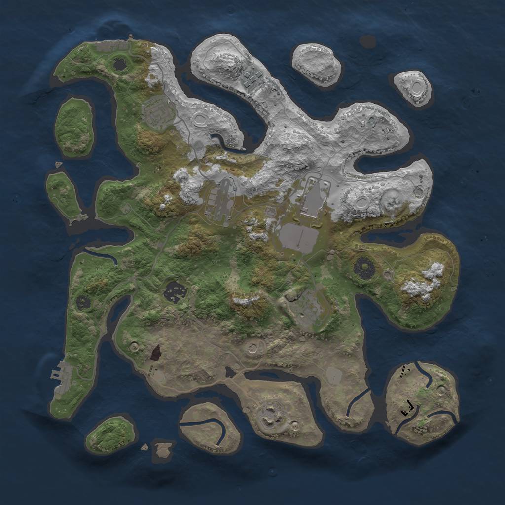 Rust Map: Procedural Map, Size: 3500, Seed: 802529392, 15 Monuments