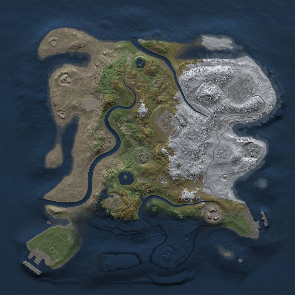 Rust Map: Procedural Map, Size: 3000, Seed: 1929495931, 10 Monuments