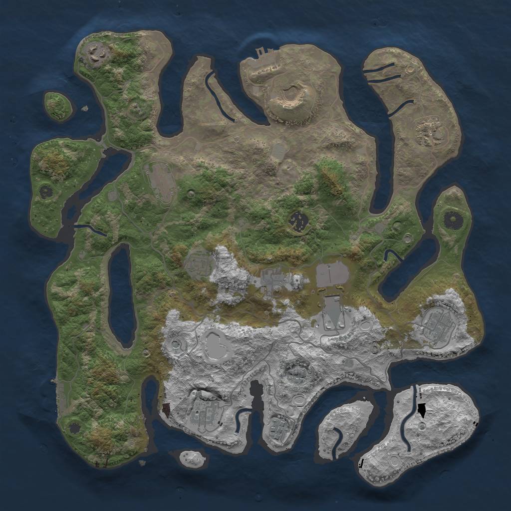 Rust Map: Procedural Map, Size: 4000, Seed: 7030182, 19 Monuments