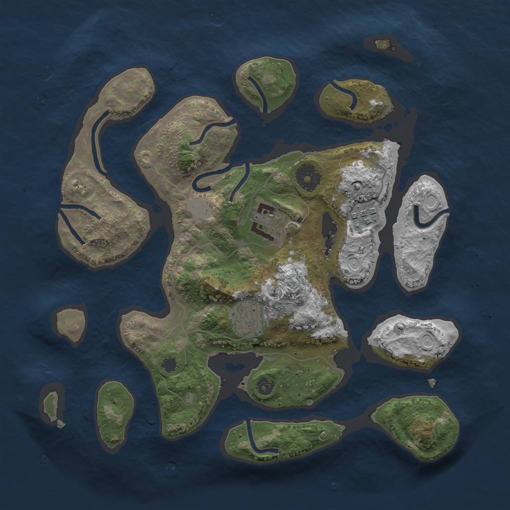 Rust Map: Procedural Map, Size: 3000, Seed: 1689341051, 8 Monuments