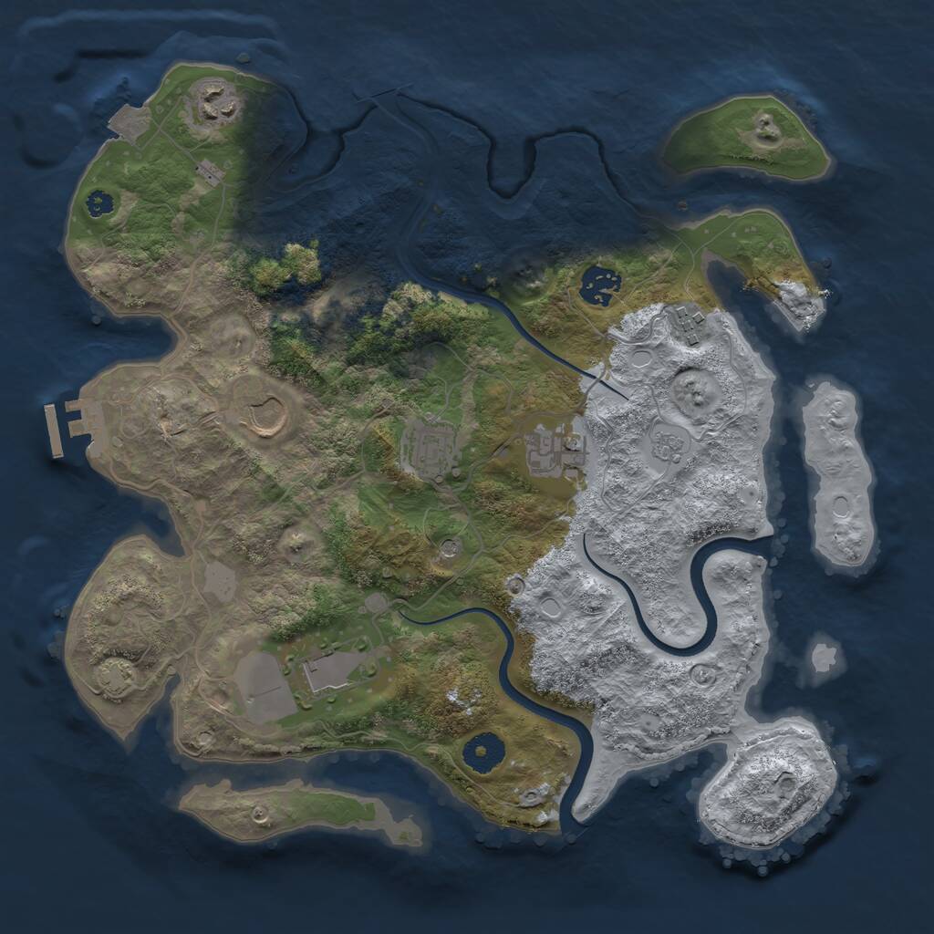 Rust Map: Procedural Map, Size: 3500, Seed: 1504709420, 12 Monuments