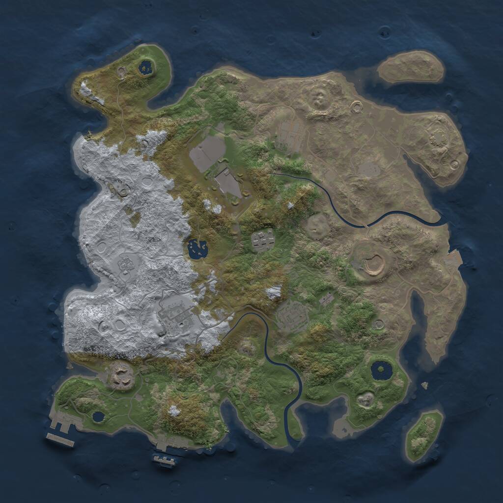 Rust Map: Procedural Map, Size: 3600, Seed: 1875441207, 14 Monuments