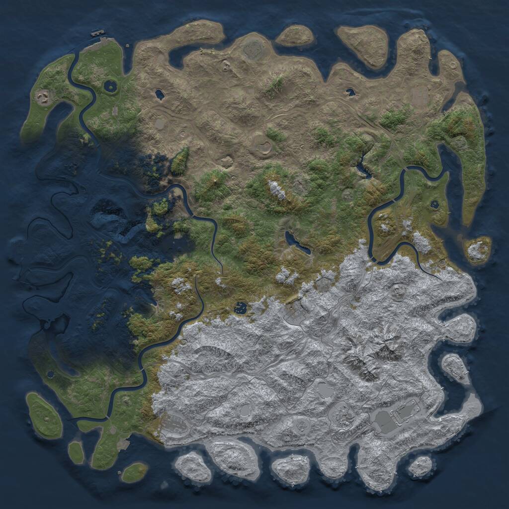 Rust Map: Procedural Map, Size: 6000, Seed: 257, 17 Monuments