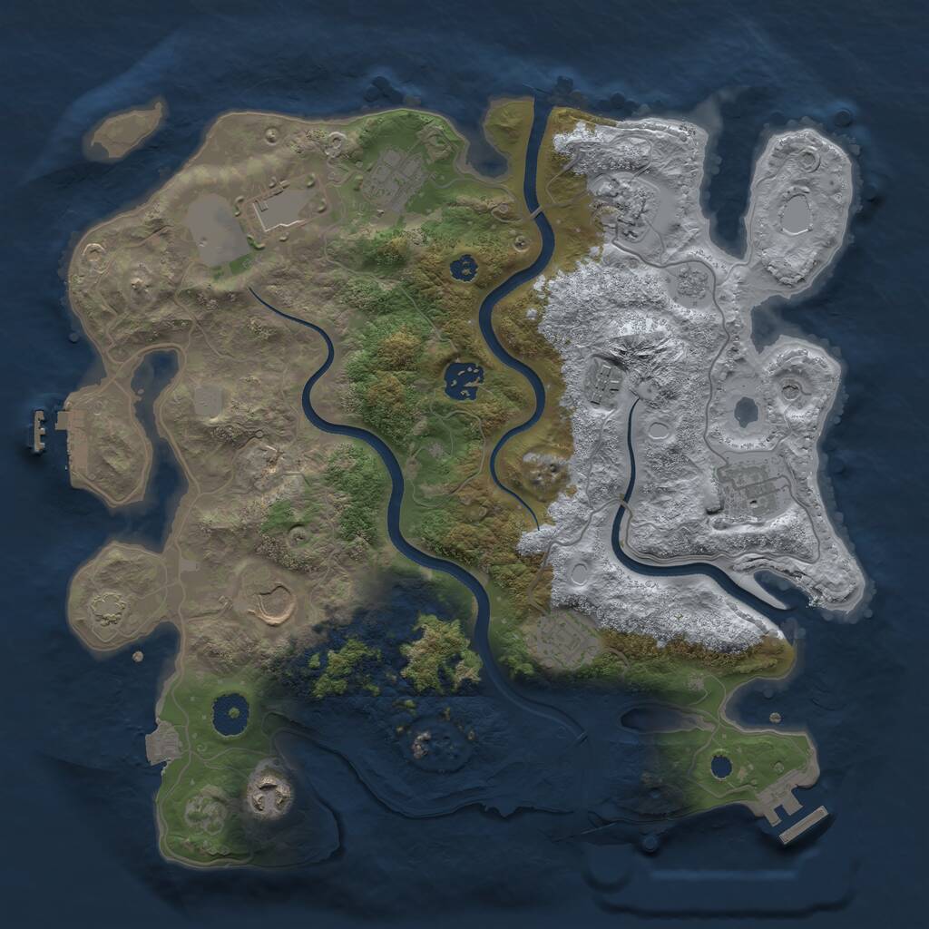 Rust Map: Procedural Map, Size: 3500, Seed: 65245, 15 Monuments