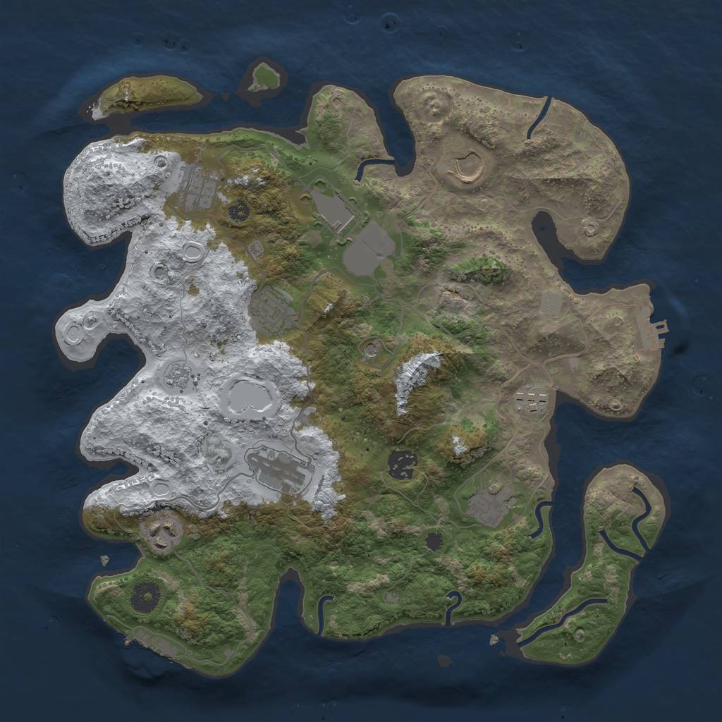 Rust Map: Procedural Map, Size: 3550, Seed: 20531, 18 Monuments