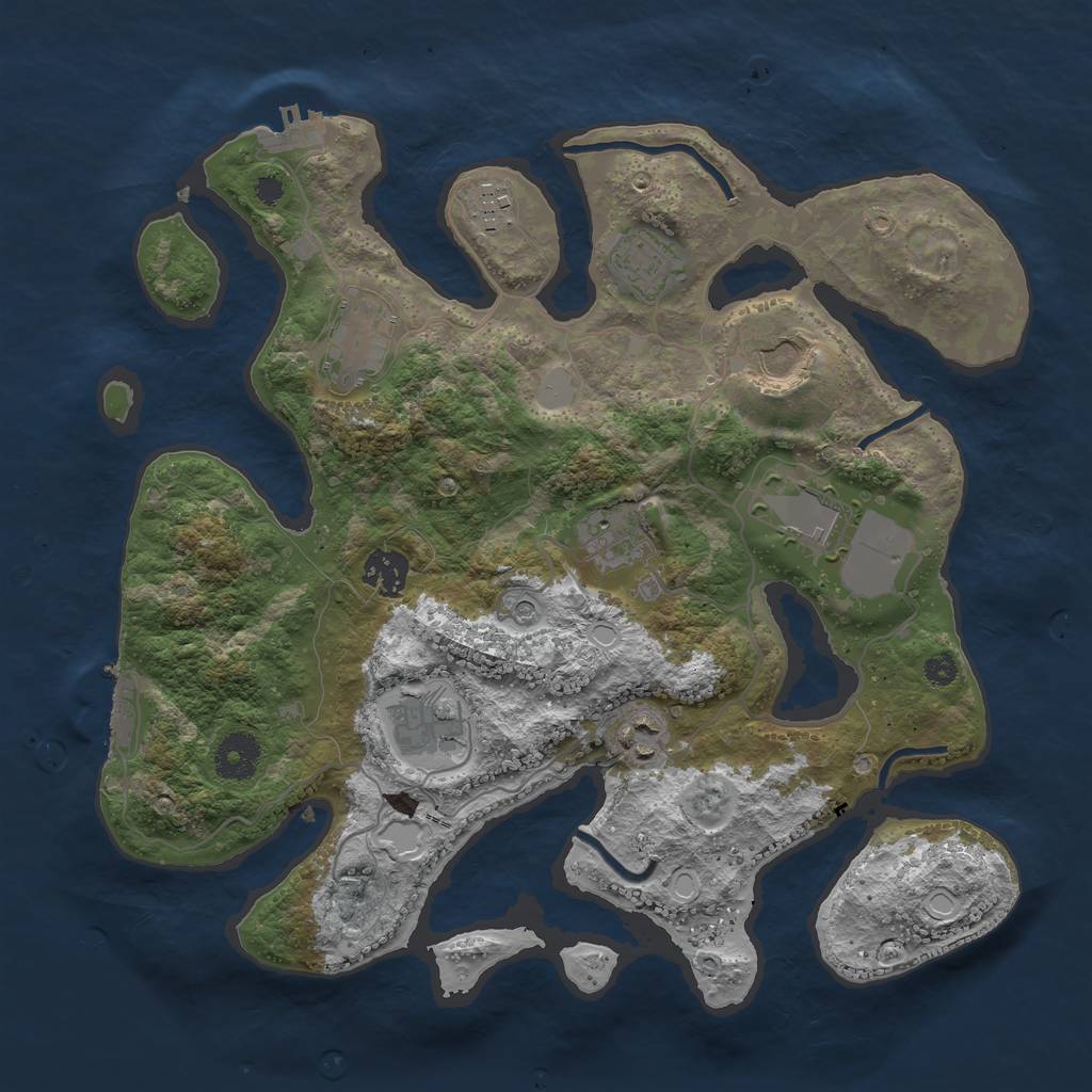 Rust Map: Procedural Map, Size: 3500, Seed: 1052217021, 17 Monuments