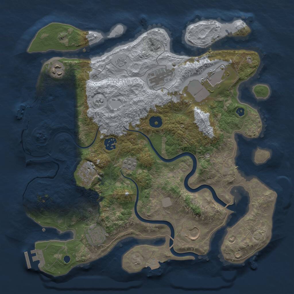 Rust Map: Procedural Map, Size: 3500, Seed: 25933, 14 Monuments