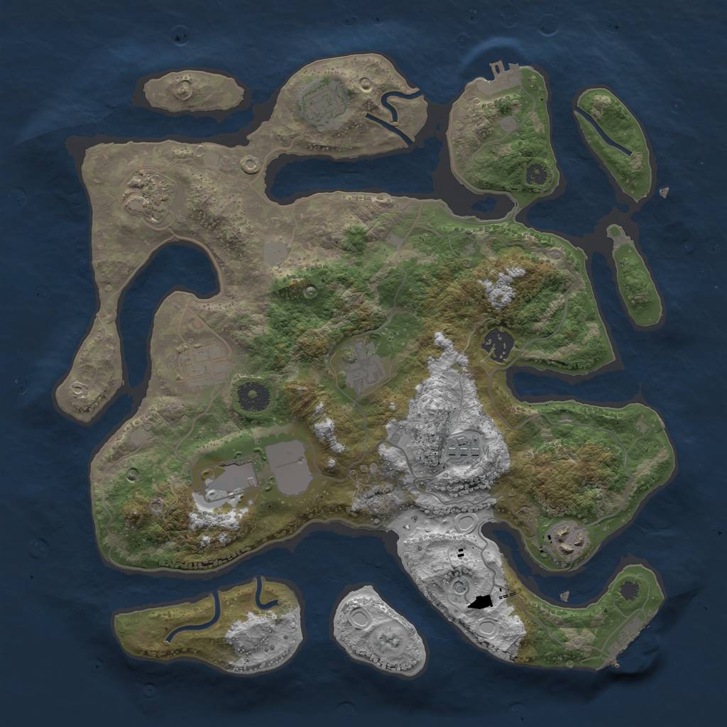 Rust Map: Procedural Map, Size: 3500, Seed: 1881208598, 16 Monuments