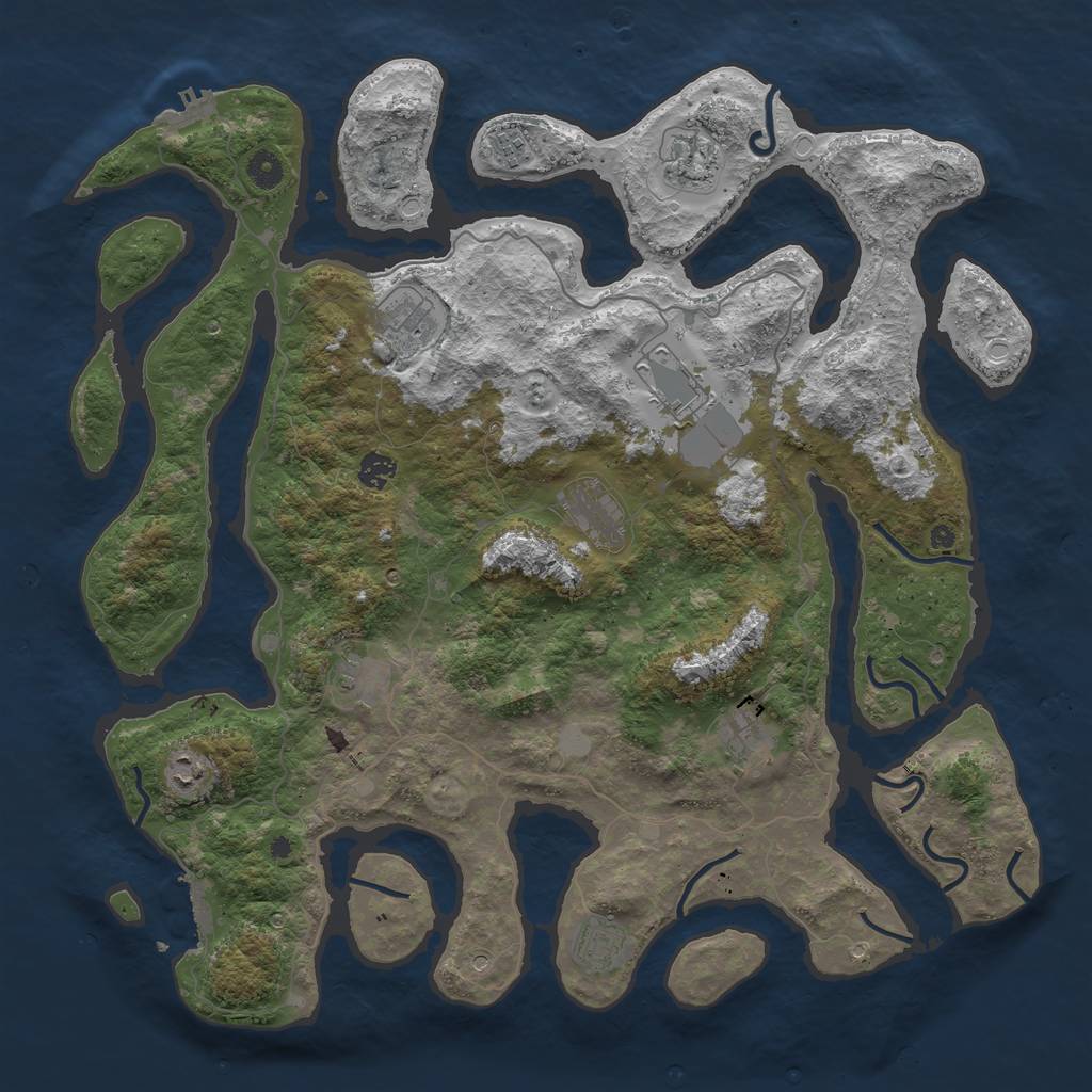 Rust Map: Procedural Map, Size: 4500, Seed: 40103, 18 Monuments