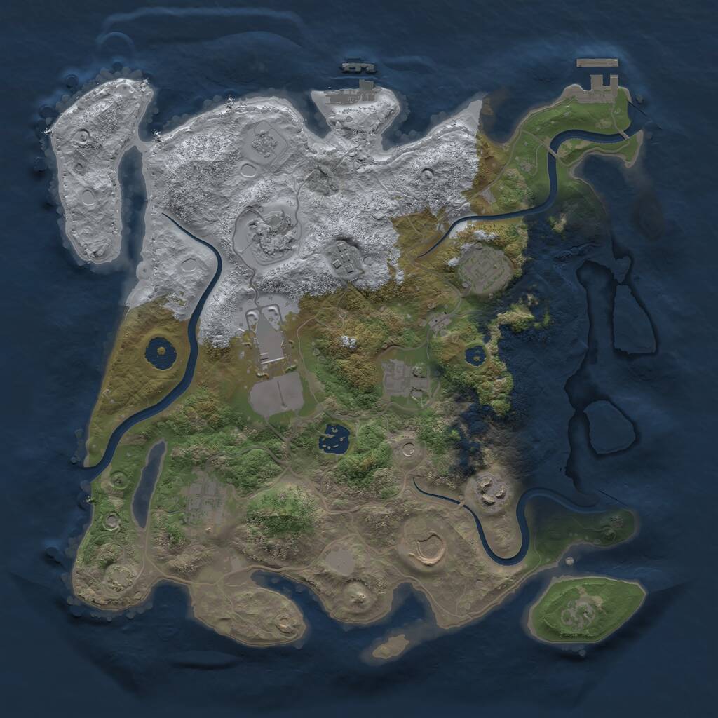 Rust Map: Procedural Map, Size: 3500, Seed: 1533990080, 15 Monuments