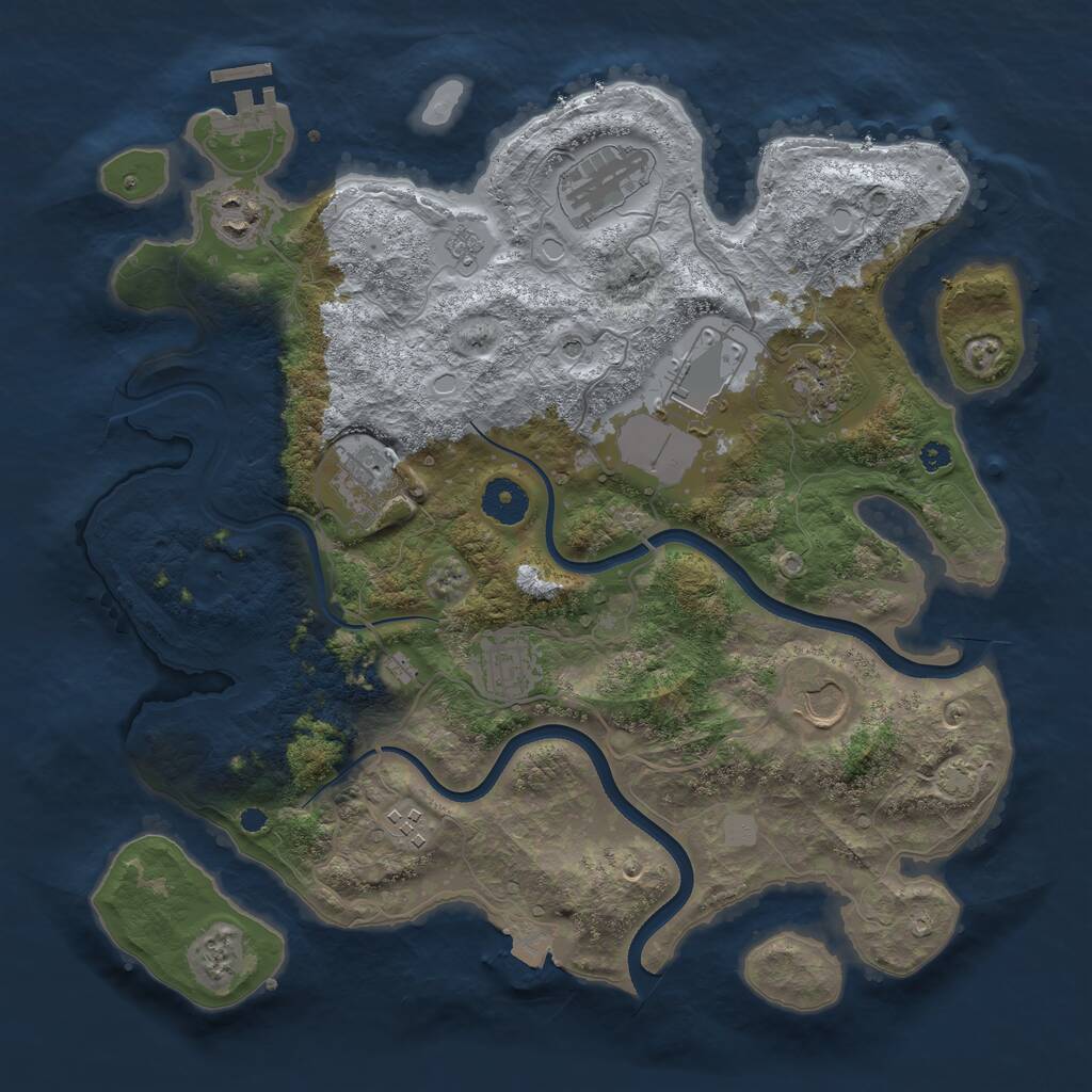 Rust Map: Procedural Map, Size: 3600, Seed: 1835779481, 13 Monuments