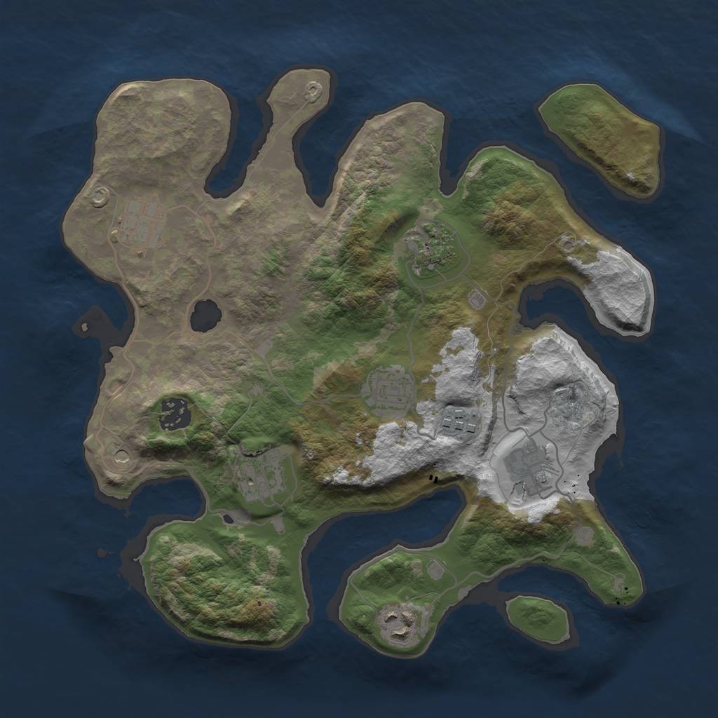 Rust Map: Barren, Size: 3200, Seed: 294852534, 11 Monuments