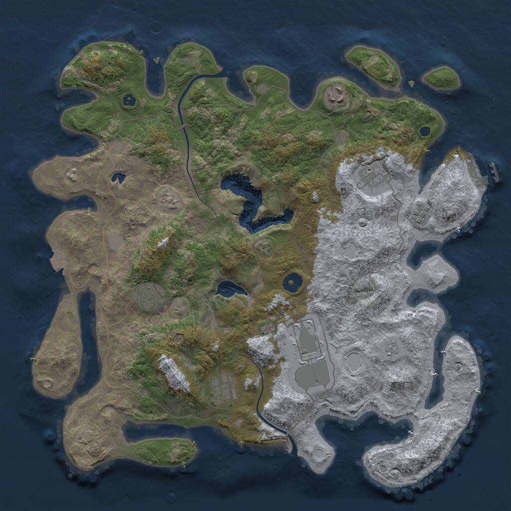 Rust Map: Procedural Map, Size: 4000, Seed: 232421, 10 Monuments