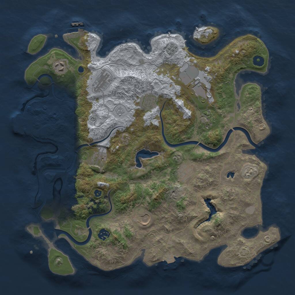 Rust Map: Procedural Map, Size: 4000, Seed: 1304960385, 16 Monuments