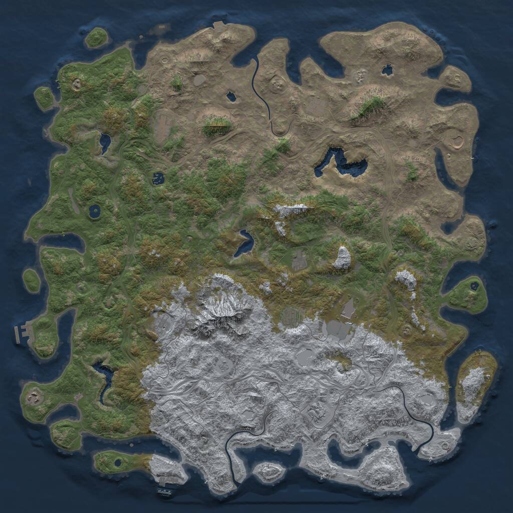 Rust Map: Procedural Map, Size: 6000, Seed: 41782, 17 Monuments