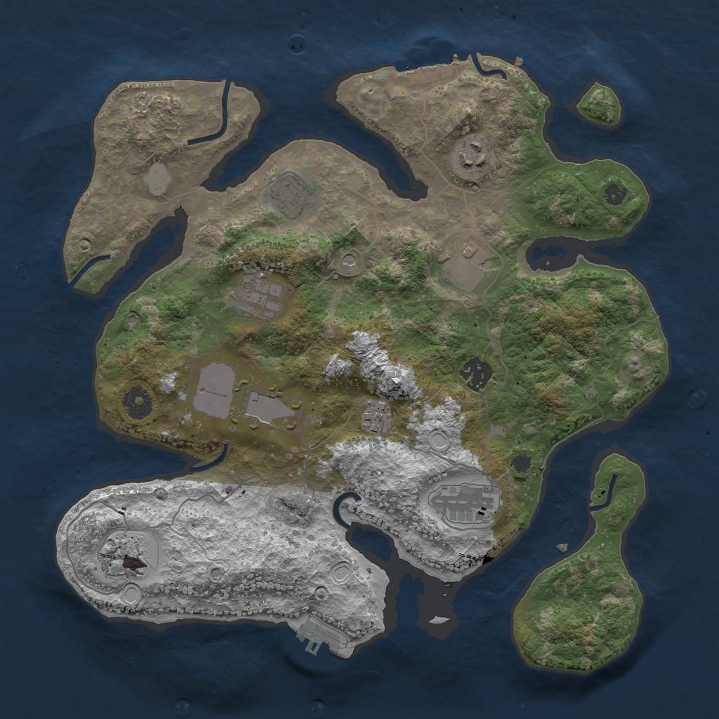 Rust Map: Procedural Map, Size: 3500, Seed: 1269840888, 17 Monuments