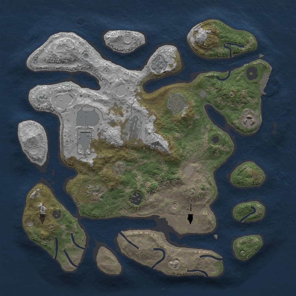 Rust Map: Procedural Map, Size: 3500, Seed: 1214458190, 14 Monuments