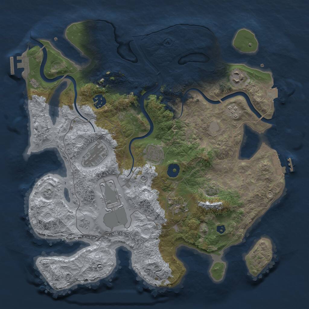 Rust Map: Procedural Map, Size: 3500, Seed: 915303297, 13 Monuments