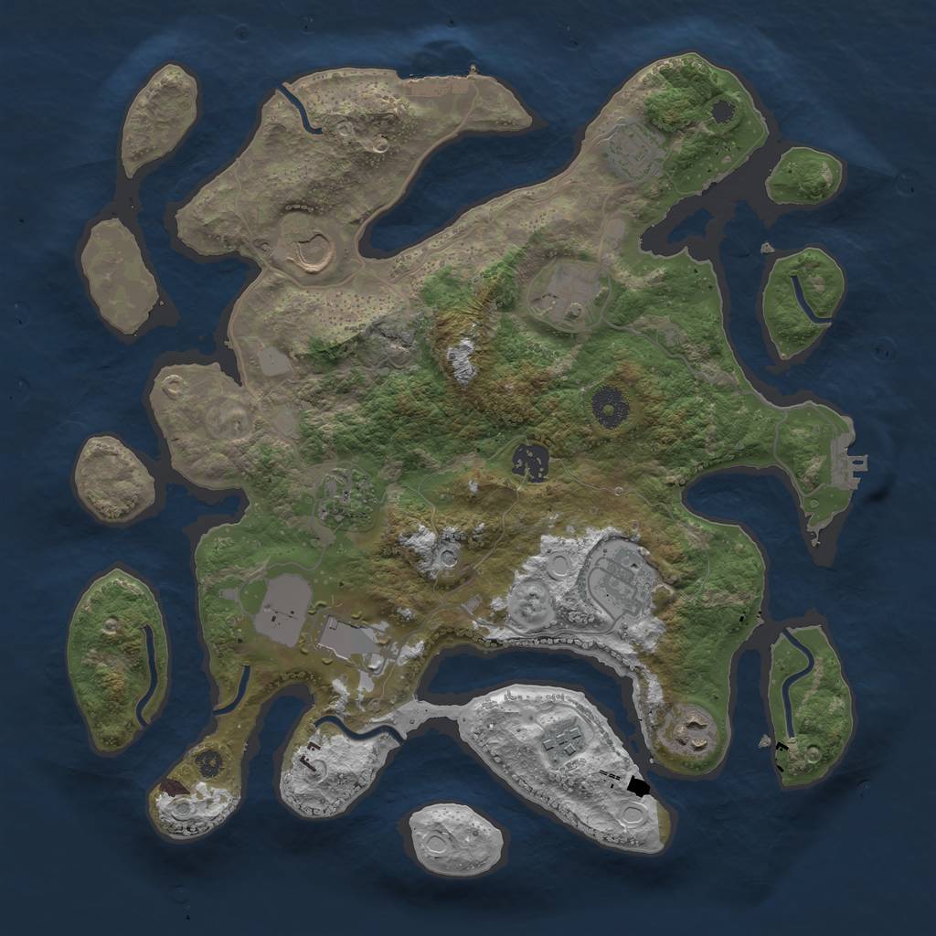 Rust Map: Procedural Map, Size: 3600, Seed: 120669131, 17 Monuments