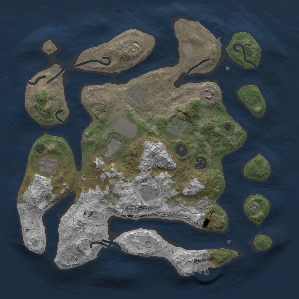 Rust Map: Procedural Map, Size: 3550, Seed: 453448, 16 Monuments