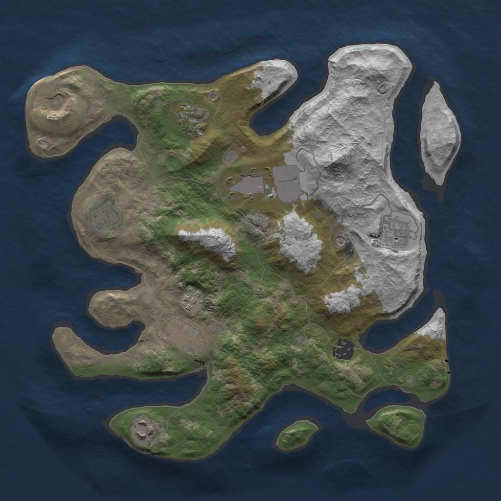 Rust Map: Barren, Size: 3500, Seed: 298309210, 12 Monuments