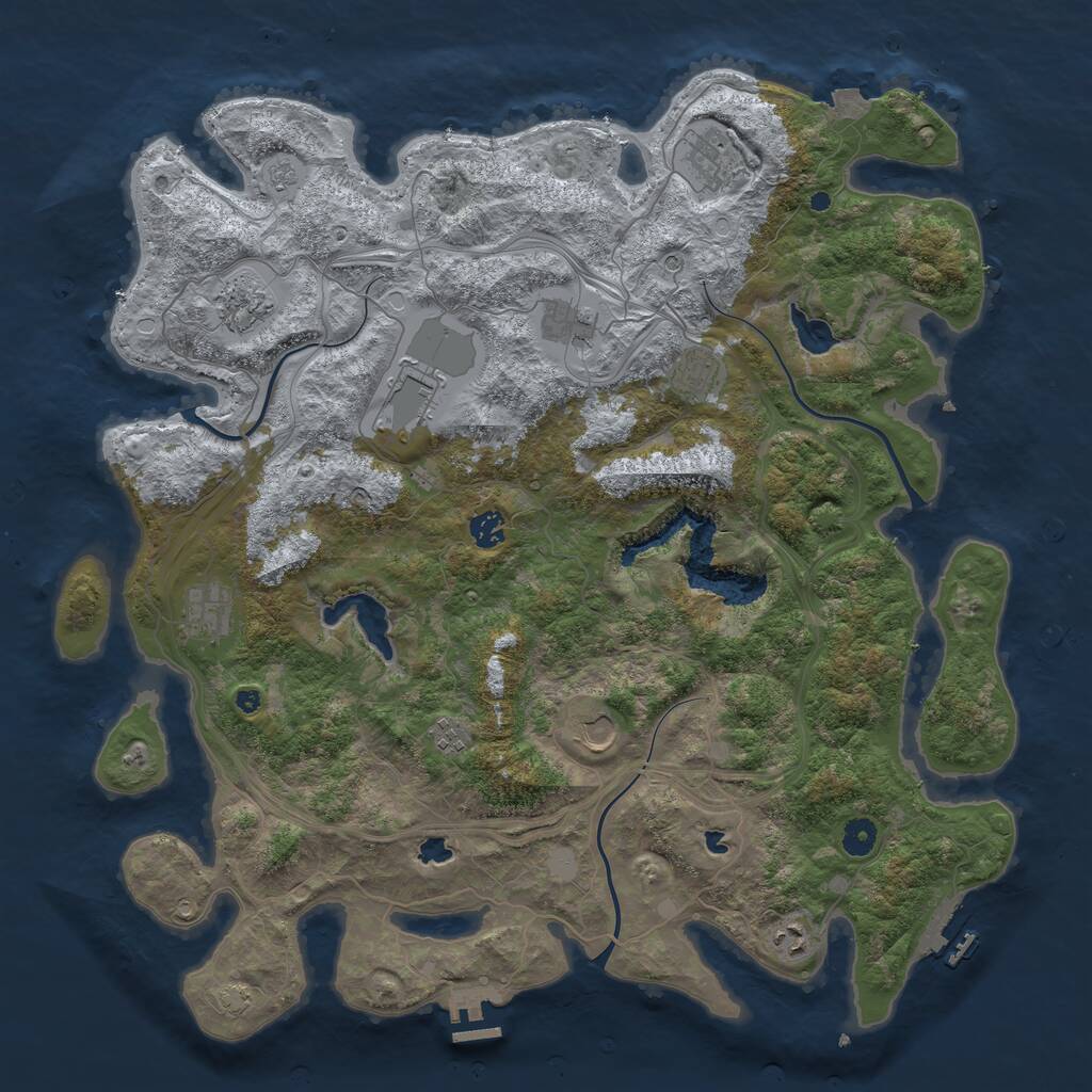 Rust Map: Procedural Map, Size: 4500, Seed: 654987, 16 Monuments