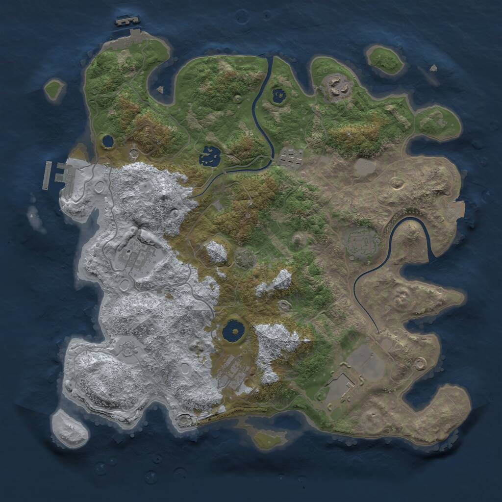 Rust Map: Procedural Map, Size: 3500, Seed: 8497, 13 Monuments