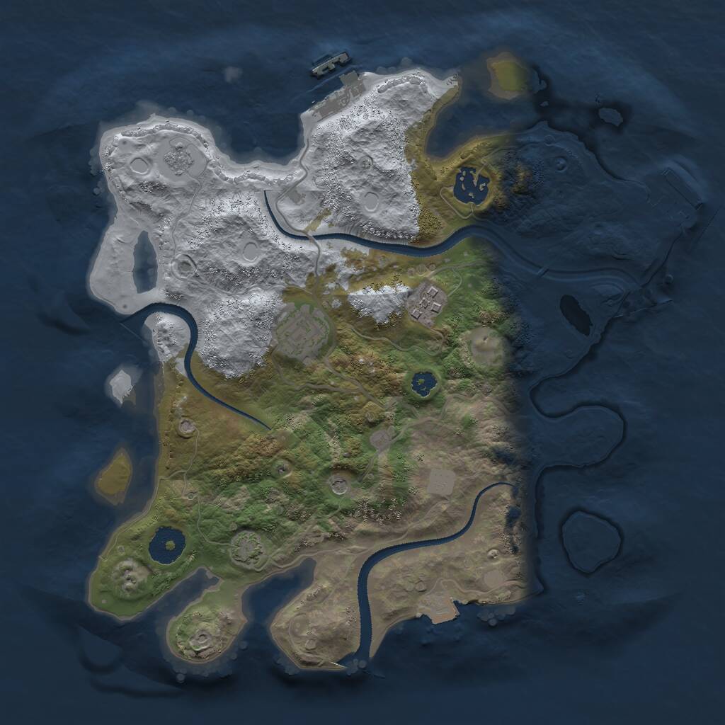 Rust Map: Procedural Map, Size: 3000, Seed: 157894, 9 Monuments