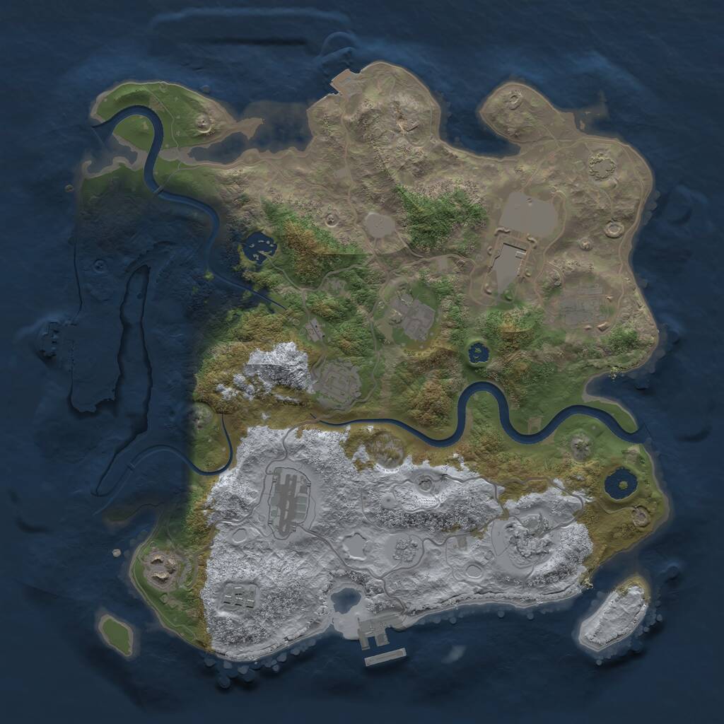 Rust Map: Procedural Map, Size: 3500, Seed: 4562134, 15 Monuments