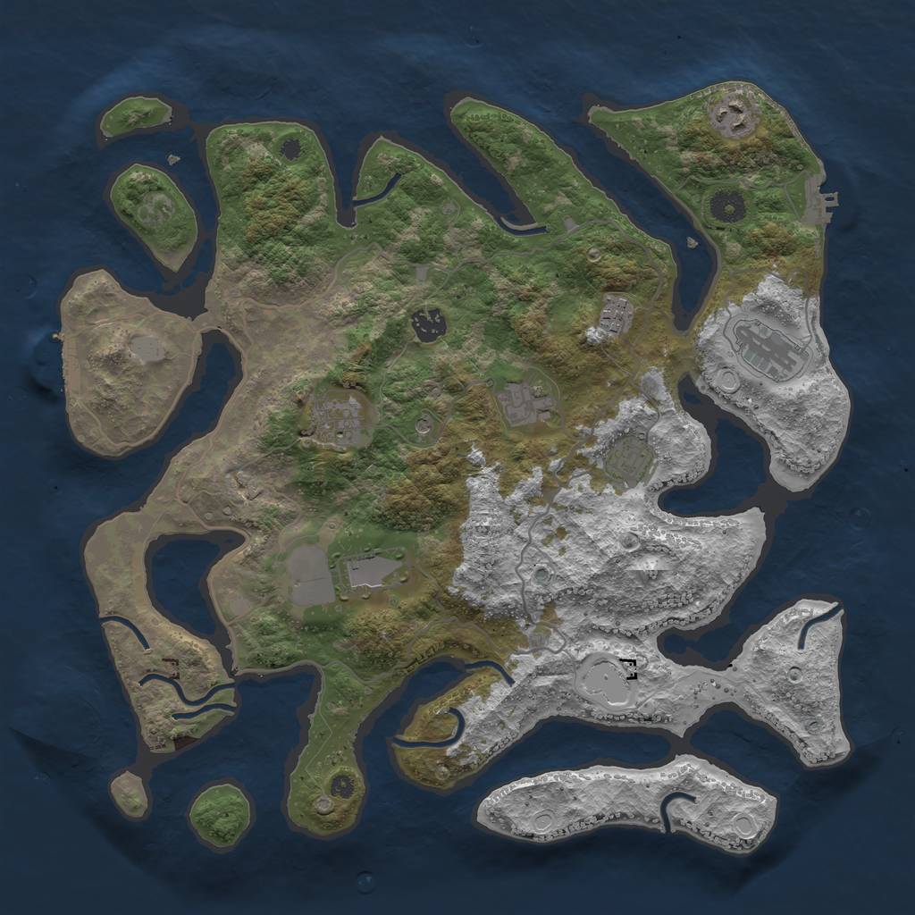 Rust Map: Procedural Map, Size: 4000, Seed: 5643224, 16 Monuments