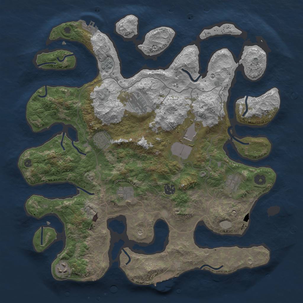 Rust Map: Procedural Map, Size: 4000, Seed: 494952, 16 Monuments