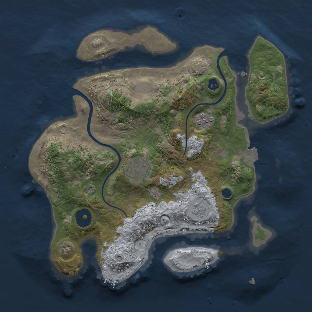 Rust Map: Procedural Map, Size: 2700, Seed: 24353, 5 Monuments