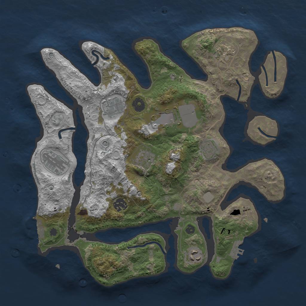 Rust Map: Procedural Map, Size: 3500, Seed: 1253999868, 16 Monuments