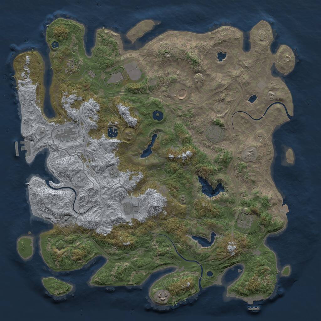 Rust Map: Procedural Map, Size: 4500, Seed: 5836, 16 Monuments