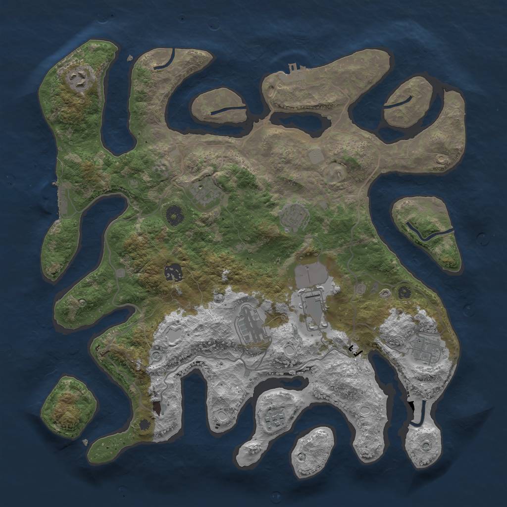Rust Map: Procedural Map, Size: 4000, Seed: 87654334, 16 Monuments
