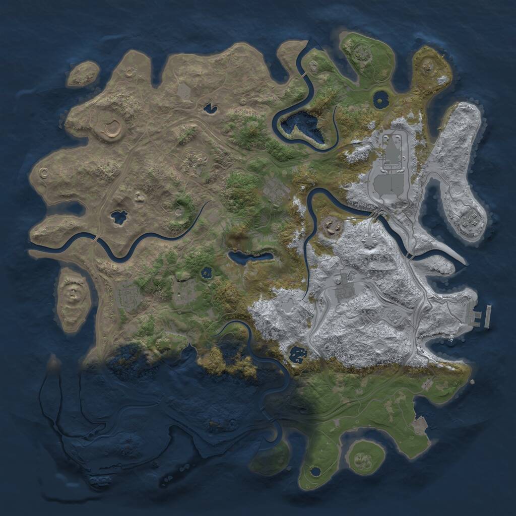 Rust Map: Procedural Map, Size: 4500, Seed: 361171000, 16 Monuments