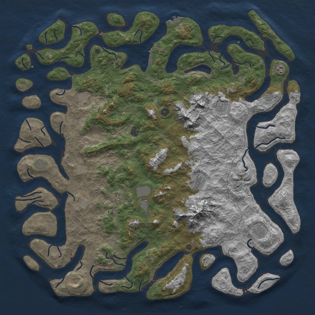 Rust Map: Procedural Map, Size: 6000, Seed: 2103989497, 19 Monuments