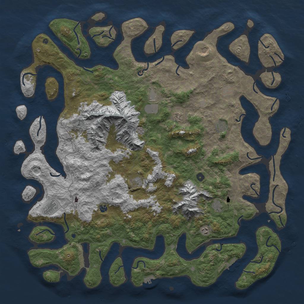 Rust Map: Procedural Map, Size: 6000, Seed: 199448404, 19 Monuments