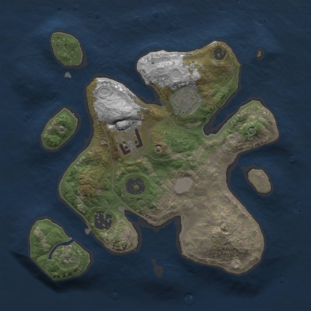 Rust Map: Procedural Map, Size: 2500, Seed: 34573126, 8 Monuments