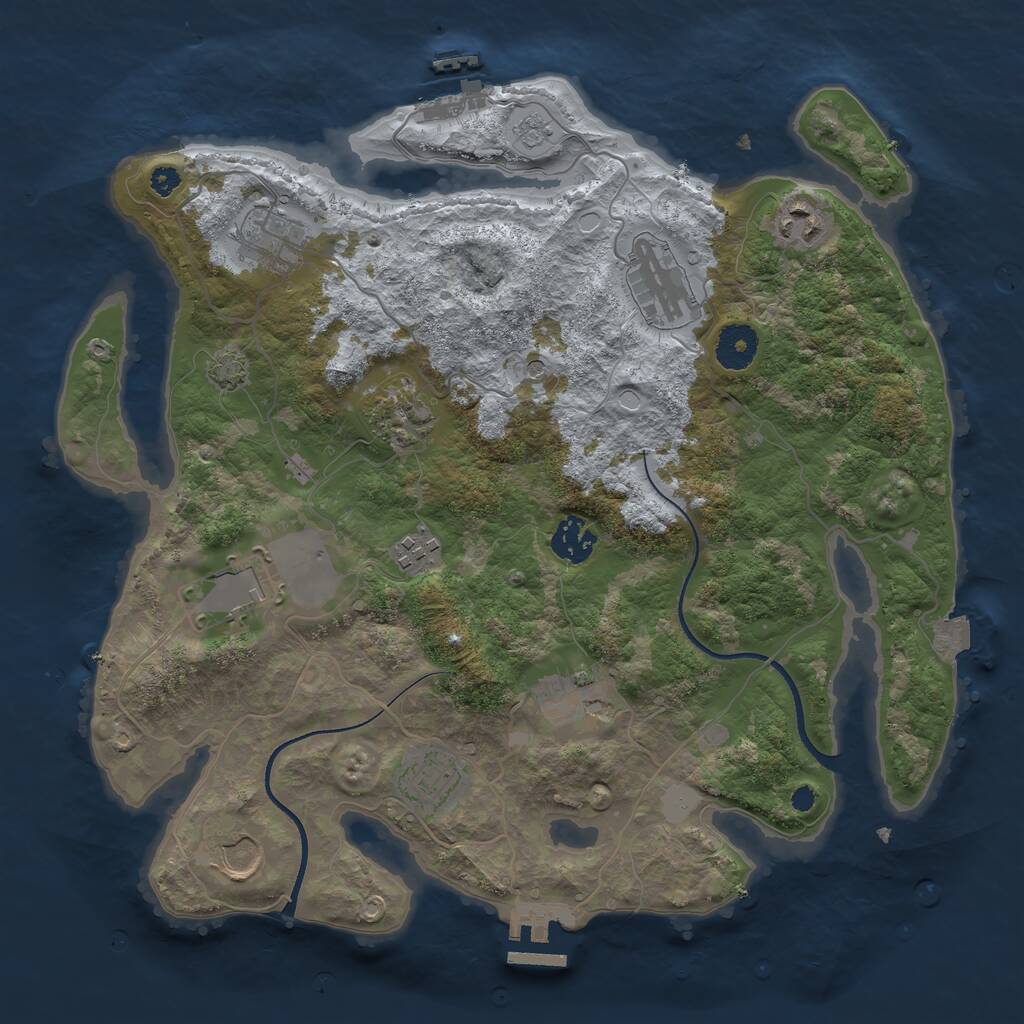 Rust Map: Procedural Map, Size: 3500, Seed: 345613, 16 Monuments