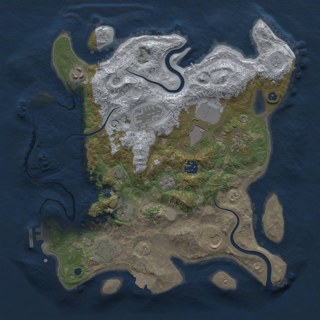 Rust Map: Procedural Map, Size: 3500, Seed: 2098608821, 15 Monuments