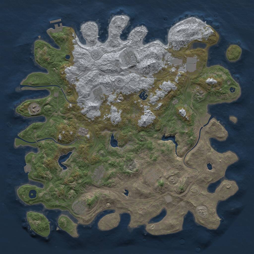 Rust Map: Procedural Map, Size: 4500, Seed: 1600486516, 15 Monuments
