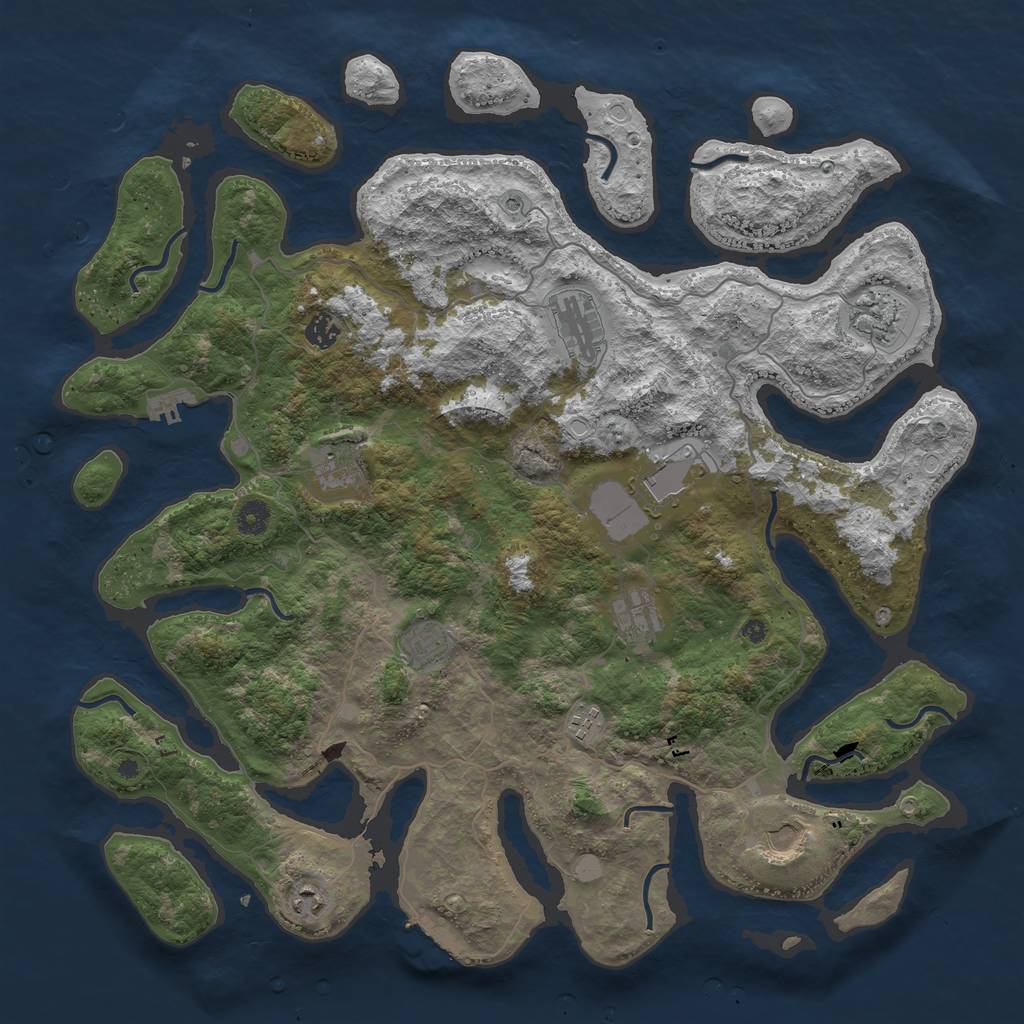 Rust Map: Procedural Map, Size: 4500, Seed: 1152289077, 18 Monuments