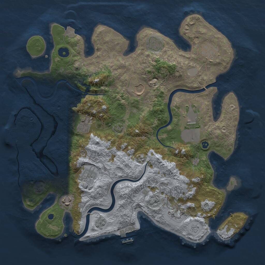 Rust Map: Procedural Map, Size: 3700, Seed: 1839402141, 15 Monuments